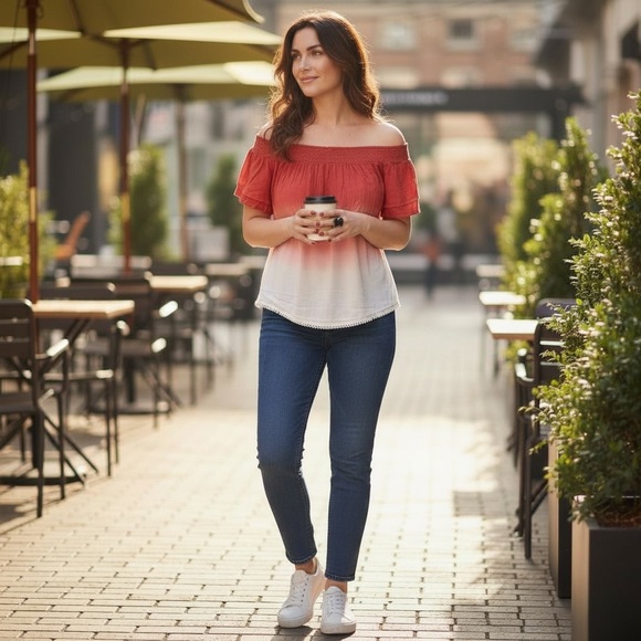 Xhilaration Red & White Top - Picture 4 of 4